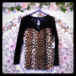 Forever 21+ Leopard & sheer sleeved top NWT